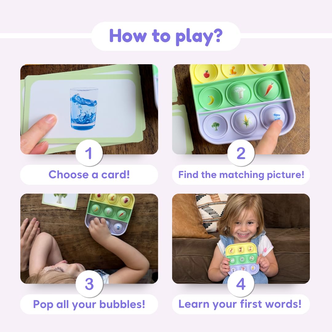Popplers: Toddlers Early Learning & Educational Fidget Toy, Food & Farm Animals Popping Games, Teacher Must Have For Matching, S