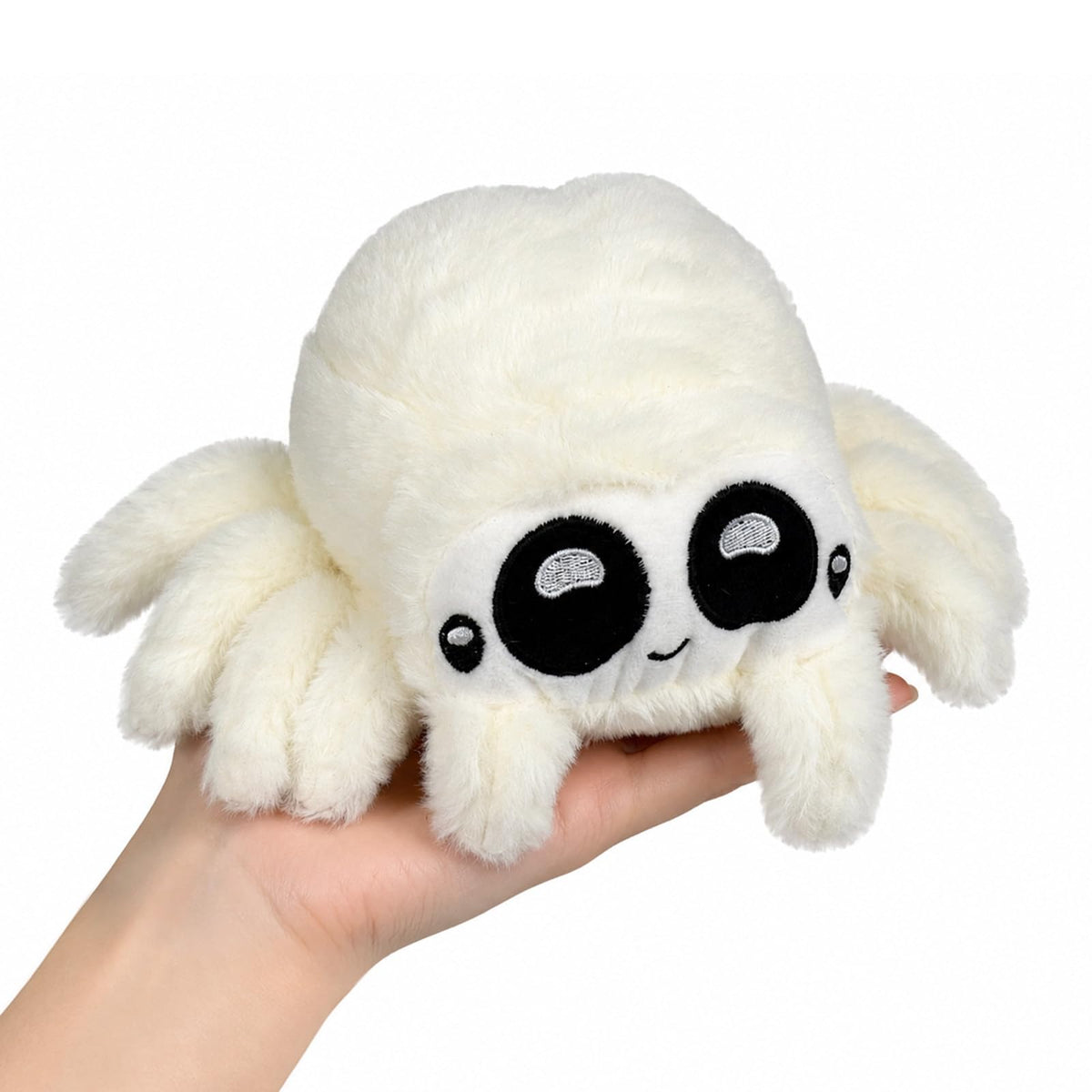 Tocempar White Spider Plush, 6.5 Inch Big Eyes Spider Stuffed Animal, Soft Jumping Spider Plush Toy, Cute Spider Plush for Kids 