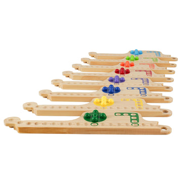 Grhonior Upgraded Version Interlocking Pegs and Jokers Board Game Wood,Multiplayer Portable Marbles and Jokers Game with Cards f