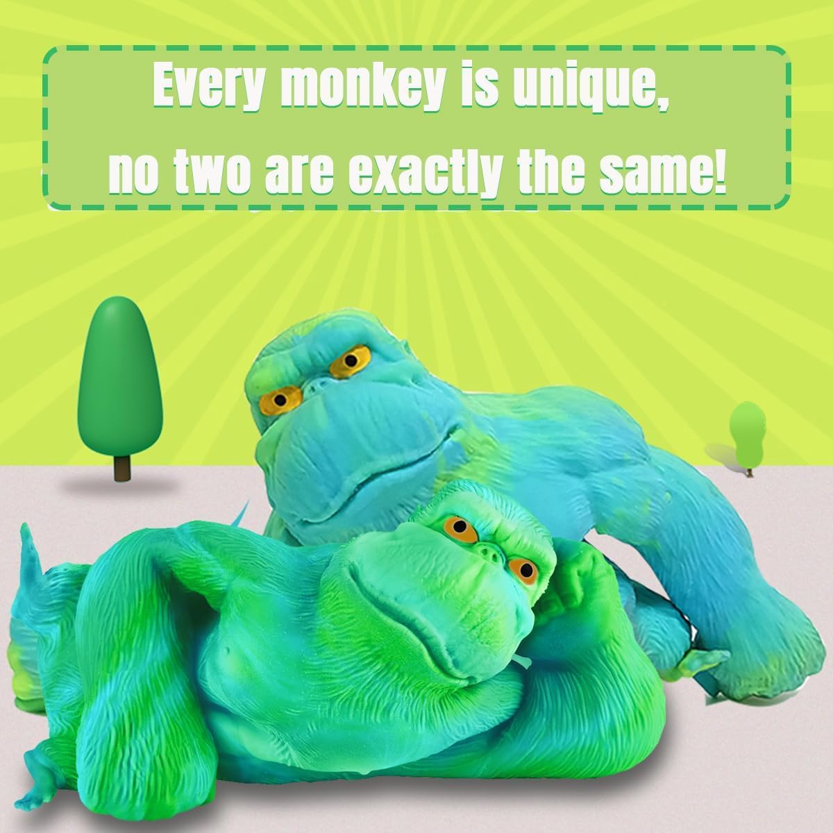 RRSDJJ Squeeze Toy - Squishy Blue Gorilla, Elastic TPR Stretchy Decompression Toy for Kids & Adults, Small Size