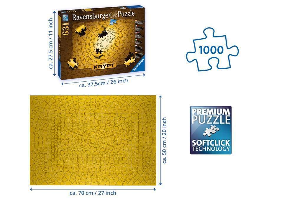 Ravensburger 631-Piece Jigsaw Puzzle - Gold, Softclick Technology, 27 x 20 inches, Model 15152, Unique Design for Adults