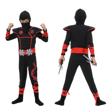 Twister.Ck Ninja Costume For Boys, Deluxe Ninja Costume With Ninja Foam Accessories For Kids Dress Up Party (M)