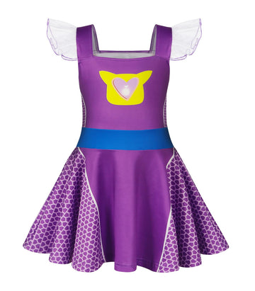 Marendyee Girls Kitties Costume Dress Christmas Gift For Kids Flutter Sleeve Cosplay Dresses Birthday 7-8 Years