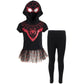 Marvel Spider-Man Miles Morales Big Girls Cosplay Graphic T-Shirt Dress And Leggings Outfit Set Black 14-16