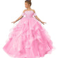 Zpvp Princess Flower Girl Dress For Wedding Long Tulle Girls Pageant Dress Puffy Ruffles Beaded Appliques Party Costumes Pink Us
