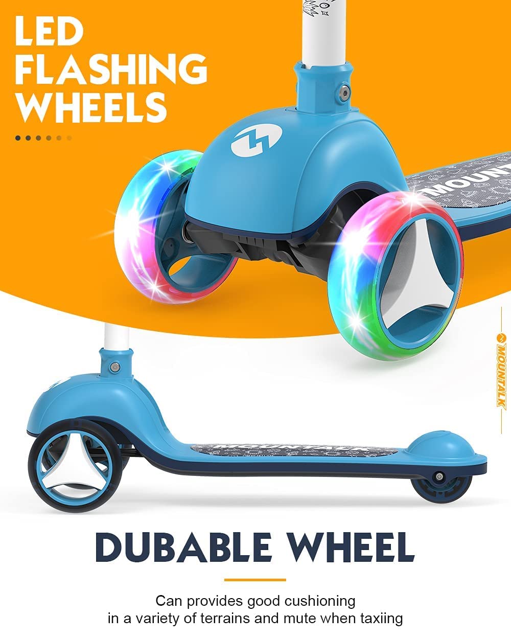 Toddler Scooter For Kids Ages 1-3/3-5/4-6 Years Old, 3 Wheels Foldable Kids Scooter For Age 6-10/8-12 With Adjustable Heights And Led Wheels(Blue Galaxy)