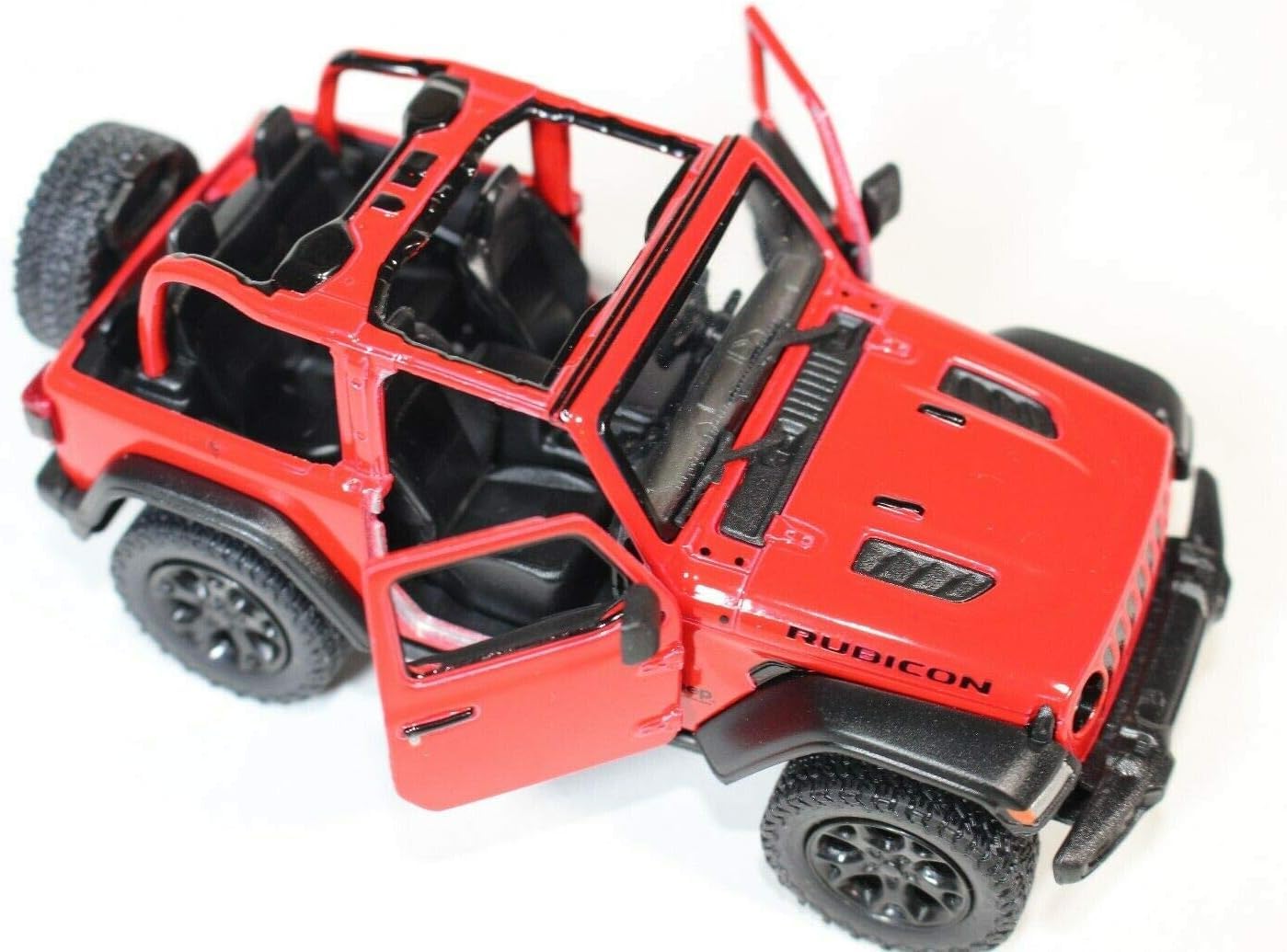 KiNSMART Jeep Wrangler Rubicon 5" Die Cast Metal Model Toy Car - Red Opentop Off Road 4x4
