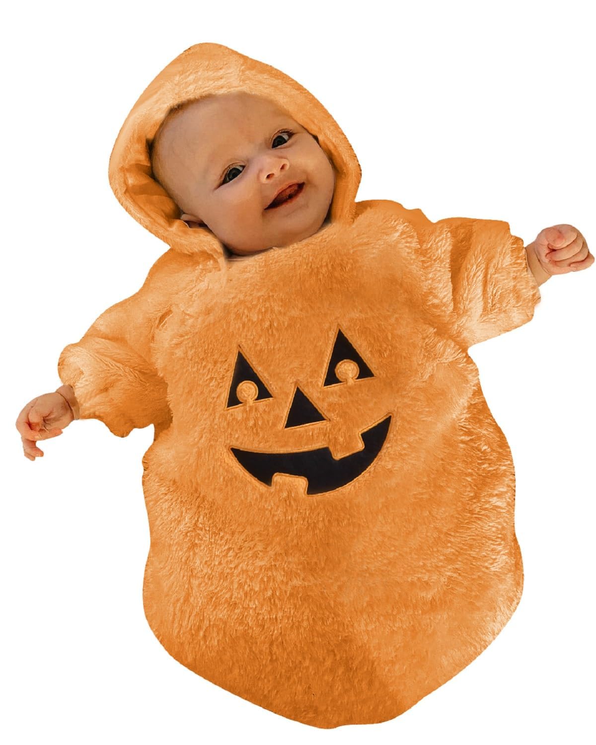 Boibokoko Baby Girl Boy Halloween Costumes Ghost Long Sleeve Hoodie Romper Jumpsuit Cute Baby Halloween Outfit (Orange, 0-3 Mont
