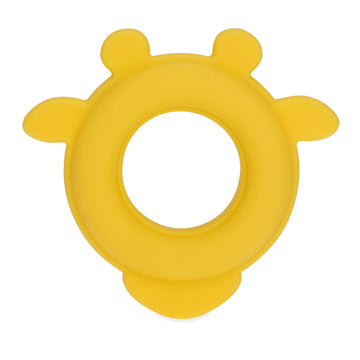 Nuby Natural Wood Teether With Soft Silicone, Minimalist Design Easy To Clean, Giraffe Yellow