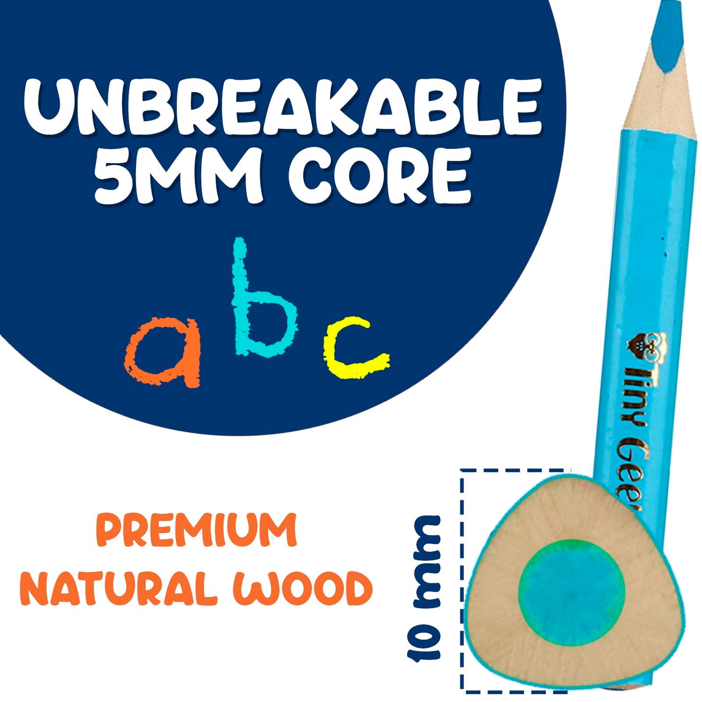 Tinygeeks Jumbo Pencils - New 2024-12 Triangle Short Colored Pencils For Kids And Rainbow Pencil + Sharpener - Perfect For Presc
