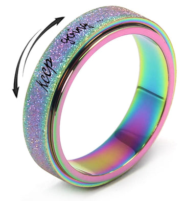MHWTTY Anxiety Ring Fidget Toys Adults Titanium Stainless Steel Fidget Spinner for Women and Men Rainbow Size 9