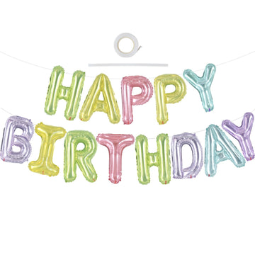 Toniful Happy Birthday Balloons Banner 16 Inch Mylar Foil Letters Birthday Sign Bunting For Girls Boys Kids & Adults Birthday De