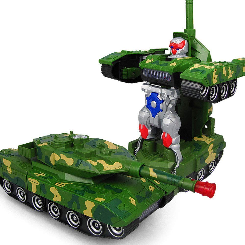 Vgrassp Kids Military Fighter Automatic Deformation Tank To Robot 2 In 1 Toy - 3D Lights And Music (Color And Design Asper Stock