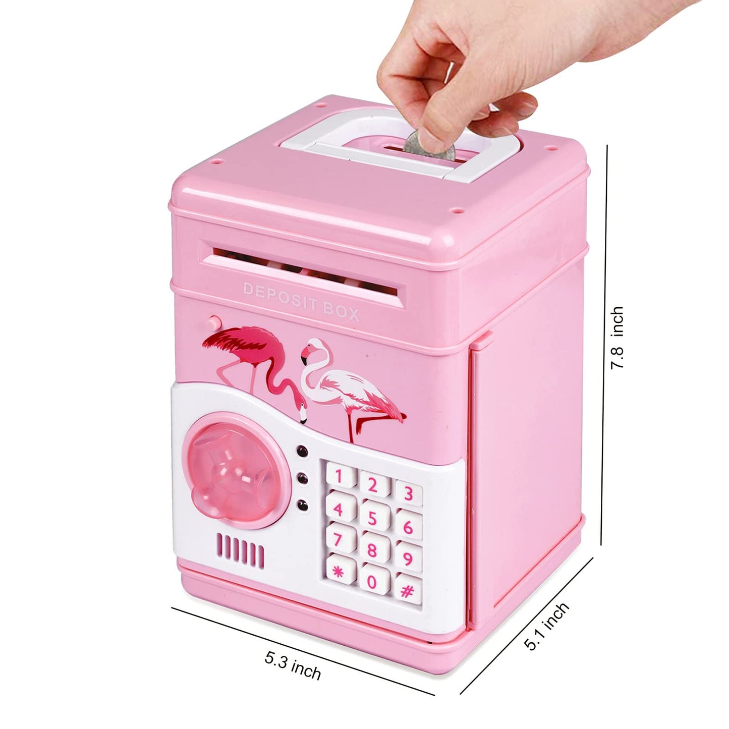 Gudoqi Password Piggy Bank, Digital Electronic Money Bank With Music, Mini Atm Cash Coin Saving Can Toys, Birthday Gifts For Kids, Pink Flamingo
