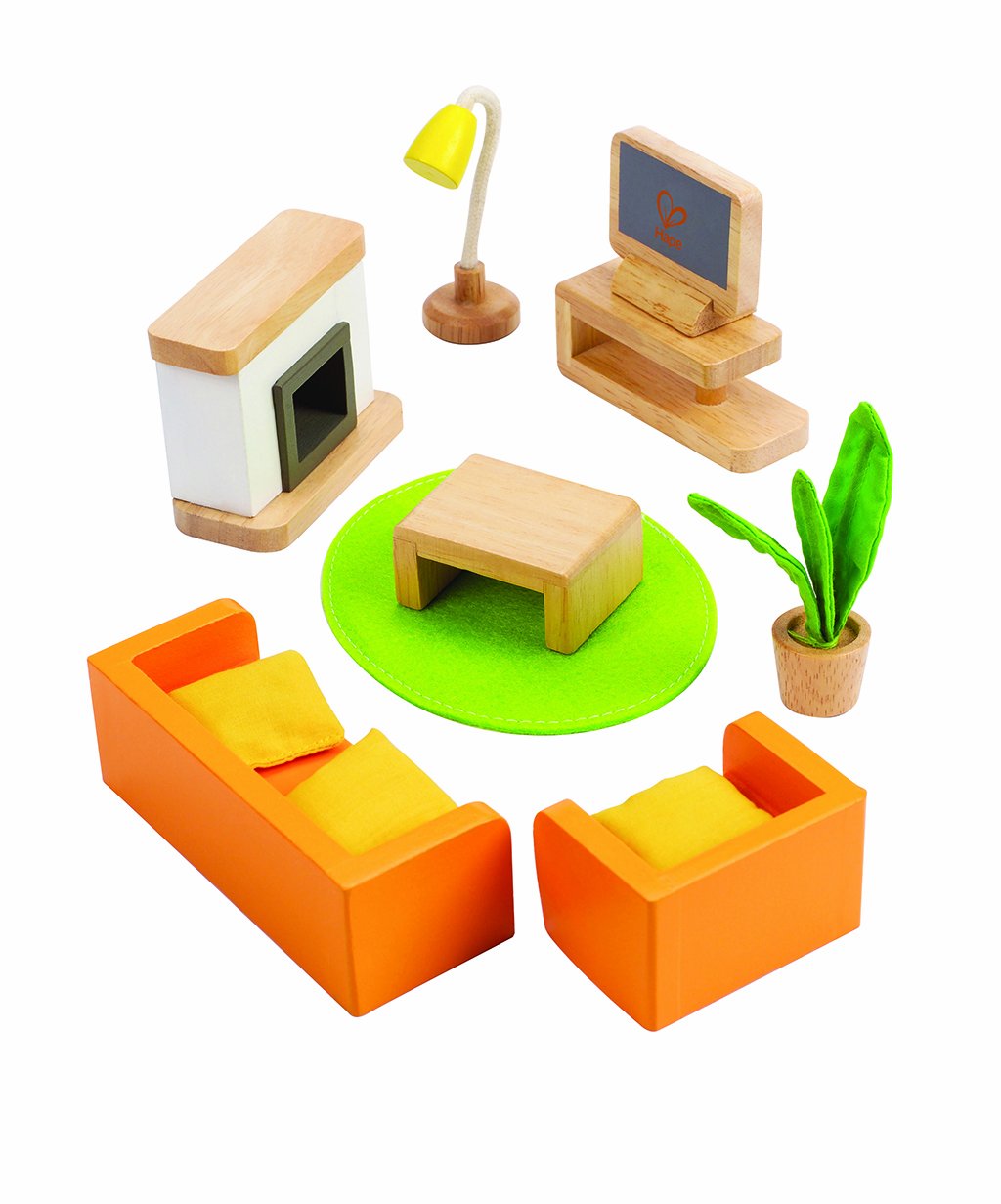 Hape Wooden Doll House Furniture Media Room Set