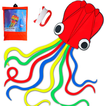 Honbo Soft Octopus Kite, Beginner Kids Kites Kites For Toddlers 3-5 Great Beach Kite, Summer Fun(Red)