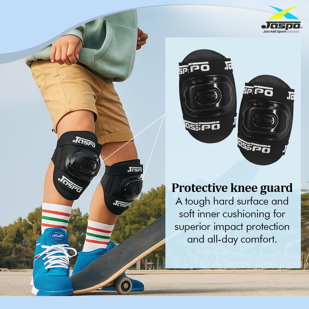 Jaspo Kids Delite Intact Junior Skates Combo (Skates+Helmet+Knee+Elbow) Suitable for Age Upto 5 Years, Unisex, Outdoor Wheel, Bl