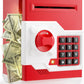 Piggy Bank For Girls Boys Large Electronic Money Coin Banks With Password Protection, Automatic Paper Money Scroll Saving Box, Great Gift For Kids (Red-White)