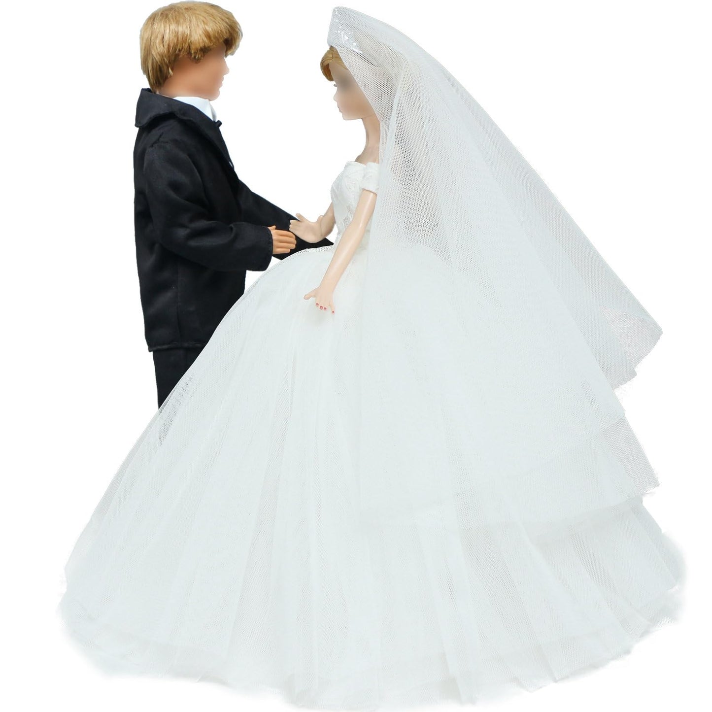 Bjdbus Wedding Set White Dress Bridal Veil And Groom Formal Suit Outfit For Boys Girl 11.5 In. Doll Clothes