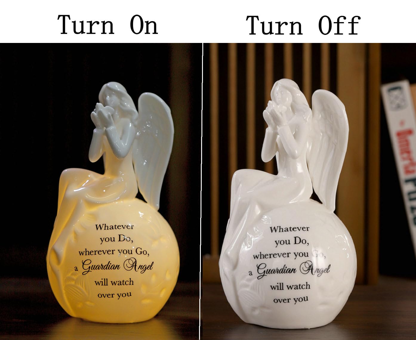 Guardian Angel Gift Ceramic Angel Lighted Up Angels Watch Over You Angels Figurines Porcelain Angel That Lights Up 8Inch