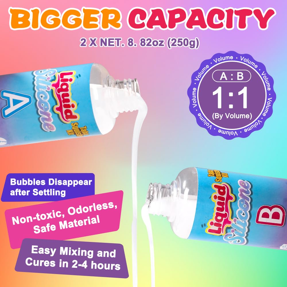 JOICEE Taba Squishy Kit  DIY Squishy Making Kit 18OZ 1:1 AB Liquid Silicone with 6 Molds for Make Your Own Super Soft Squishies Maker Kits Birthday Party Favors
