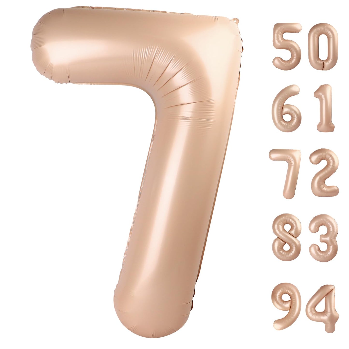 Light Brown 7 Balloon, Tan Number Balloons 40 Inch, 7Th Beige Birthday Decorations For Kids Girls Boys, Sandy Brown Party Decora