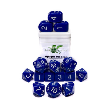 R4I Dice W/Arch'D4: Opaque - Dark Blue W/White (15)