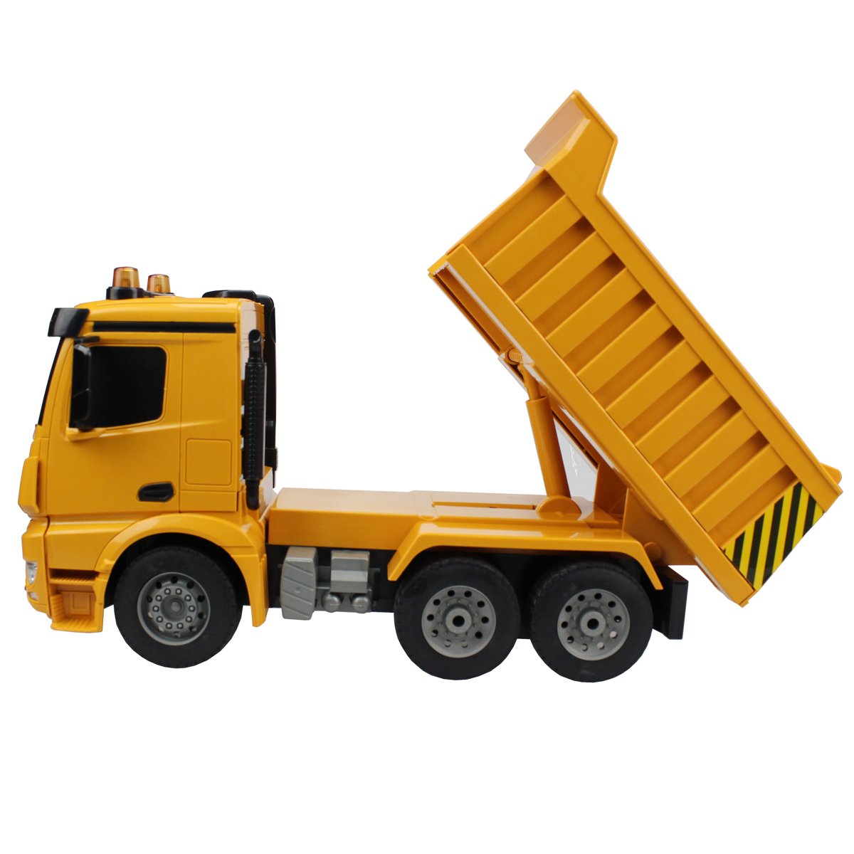 fisca Remote Control Truck, 1/20 Scale 6 Channel 2.4Ghz RC Dump Truck Construction Vehicle Toy with LED Lights and Simulation So