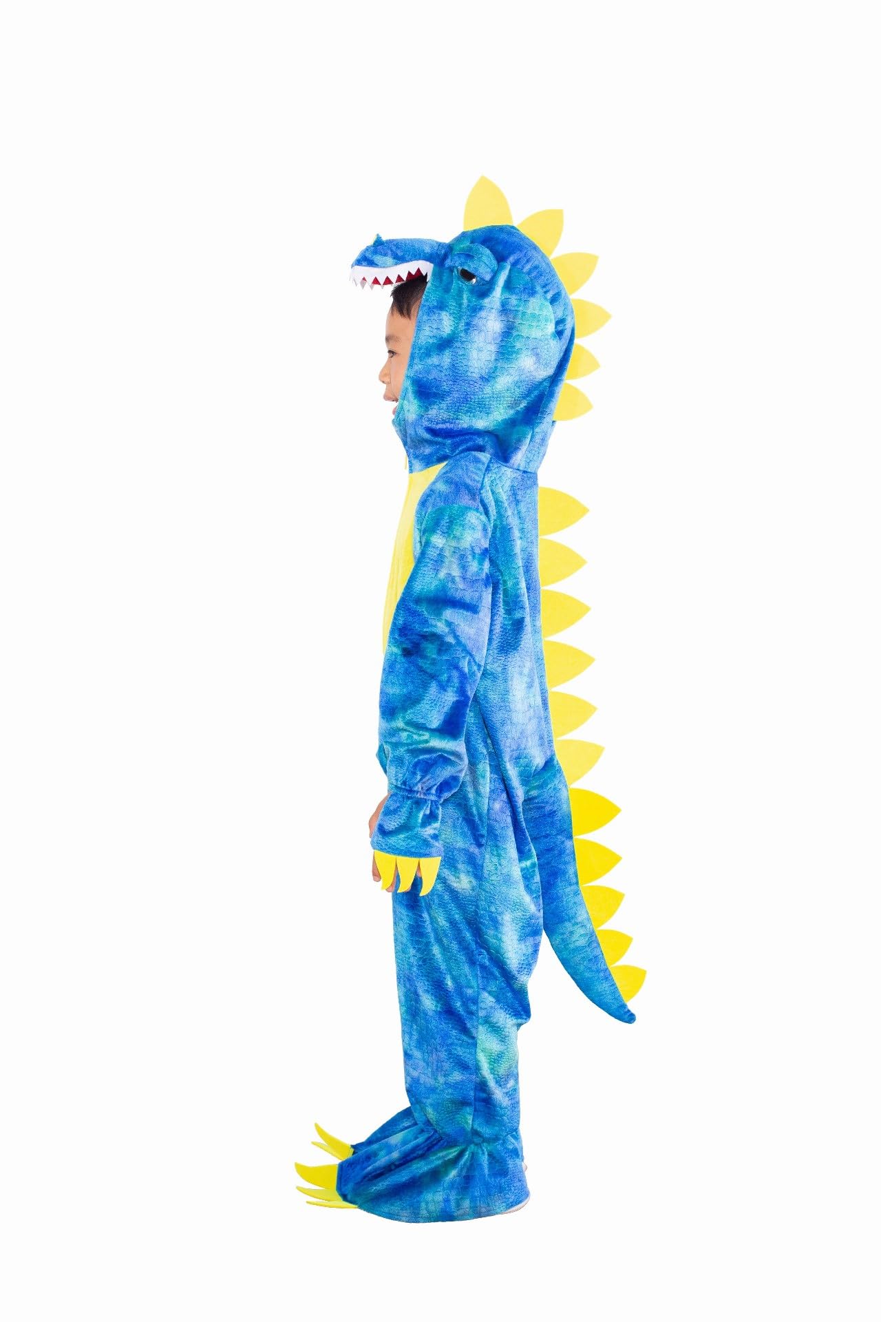 Dearsun Child'S T-Rex Dinosaur Costume Dinosaur Costume For Kids Fancy Dress Costume Hooded Romper Jumpsuit (Xs/90, Blue)