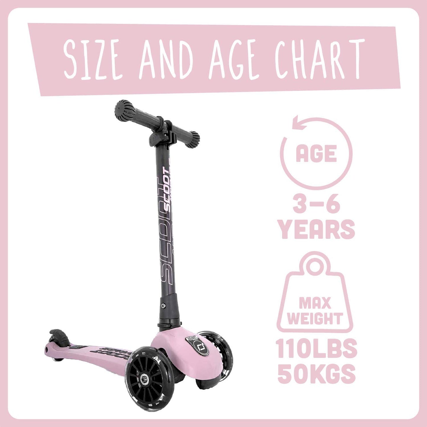 Scoot & Ride Stand-Up Push Scooter For Children Ages 3-6, Highwaykick 3, Rose
