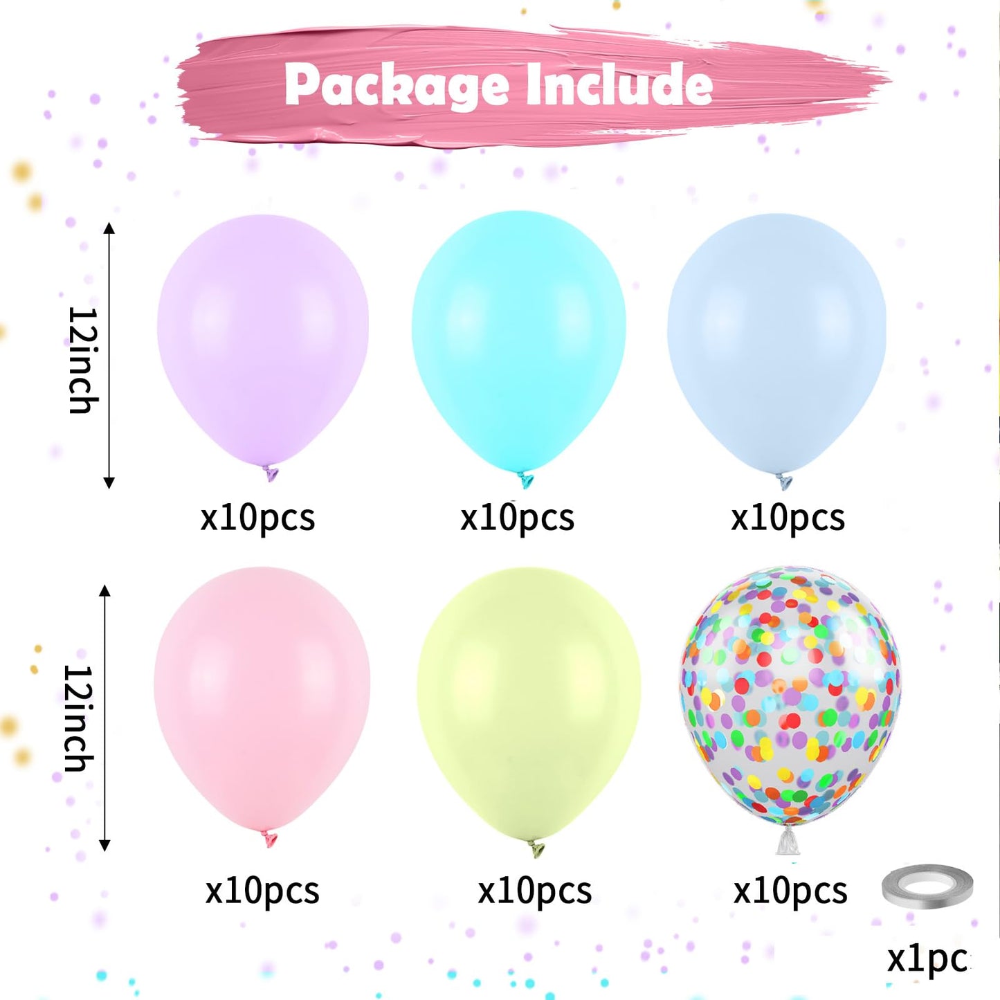 Pastel Balloons, Multicolor Macaron Balloons Latex Party Balloons, Baby Pink Blue Balloons Purple Yellow And Teal Balloons Rainb