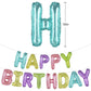 TONIFUL Happy Birthday Balloons with Ribbon Straw, 16 Inch Mylar Letters Birthday Sign Banner Bunting Reusable for Girls Boys Ki