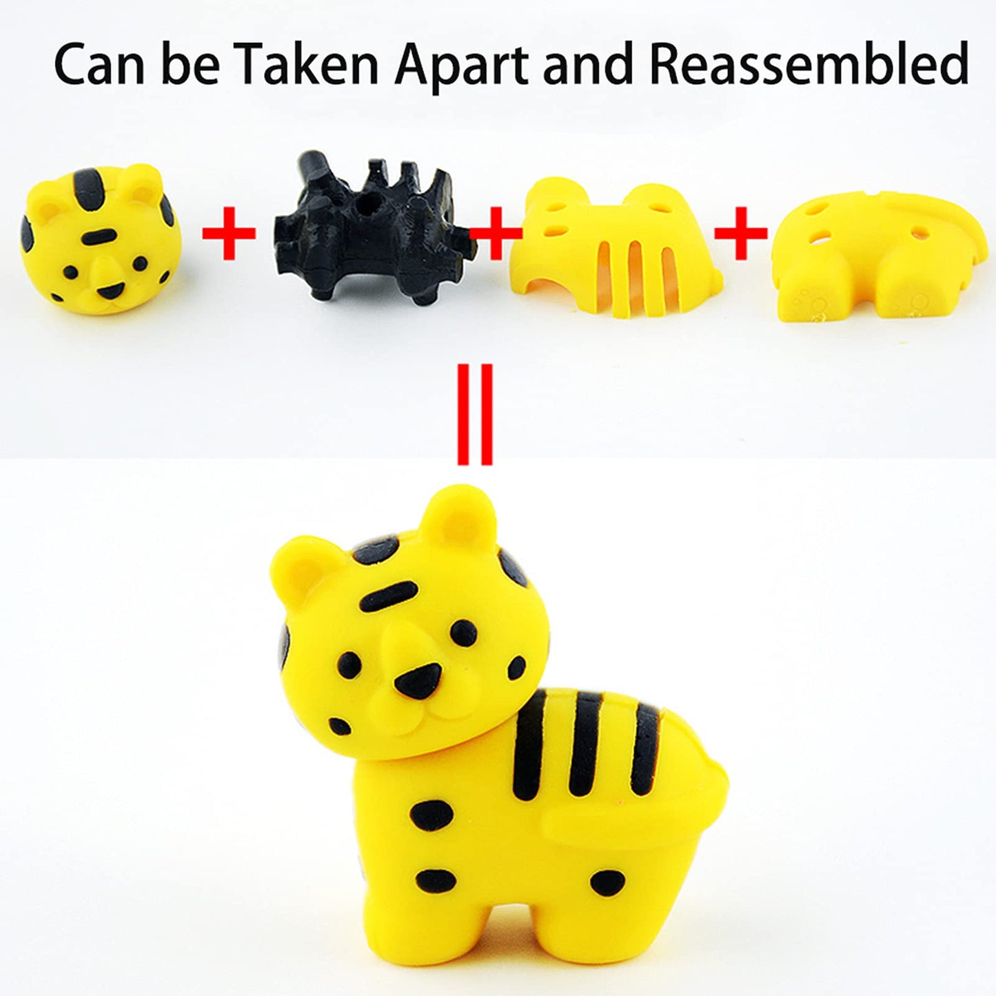 Urskytous 110Pcs Animal Erasers Kids Pencil Erasers Desk Pets Puzzle Erasers Bulk Mini Animal Food Erasers Toys Eraser Prizes Fo