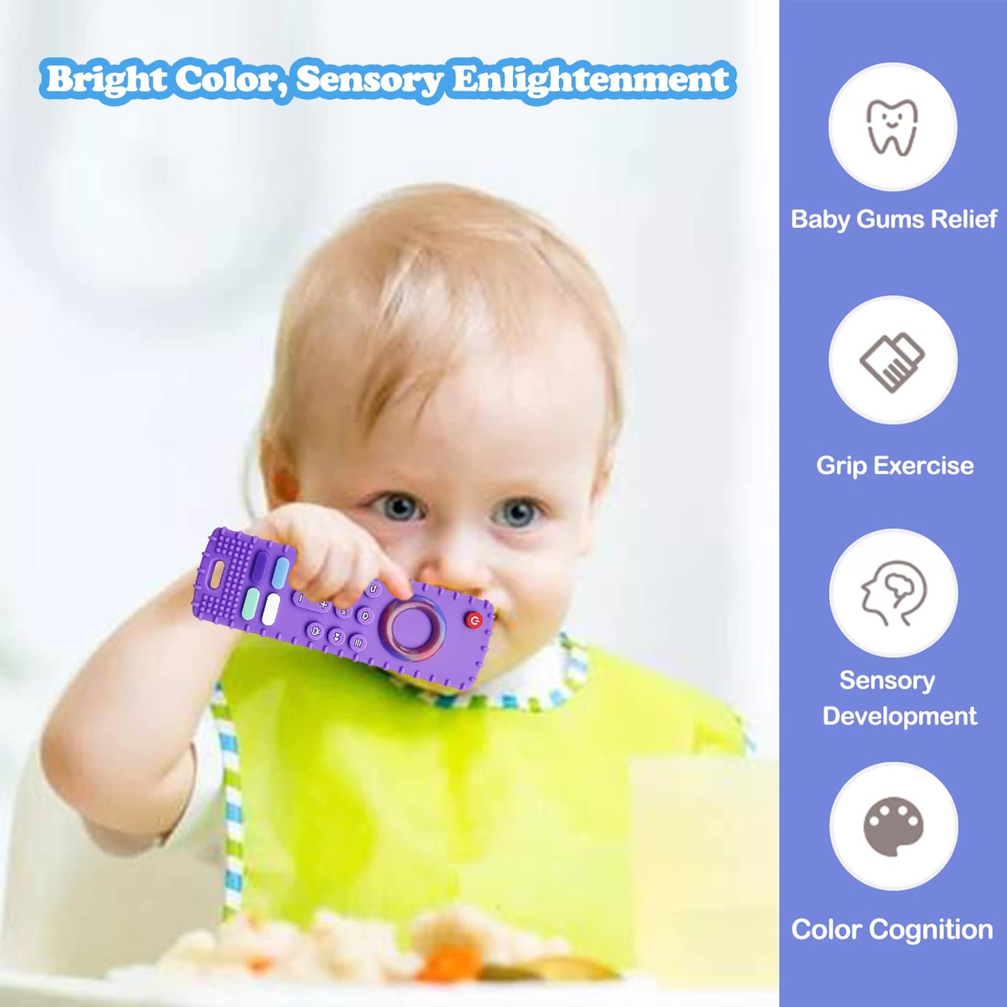 Robbear Baby Teething Toys, Food Grade Silicone Teethers For Babies 3 6 12 18 Months, Fire Tv Remote Shape Infant Chew Toys For
