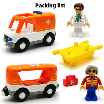 Magnetic Trains Cars Playset Wooden Train Track Accessories Station Wagon Train Set For Toddlers 3-5 Wooden Train Sets For Boys Ages 3-4-7 (Police Car B (With Light And Sound))