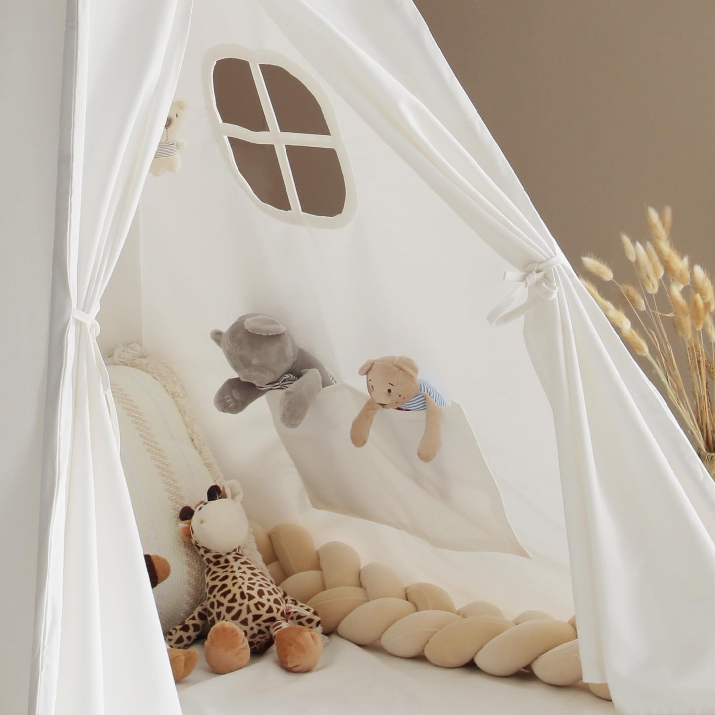 Wilwolfer Kids Teepee Tent For Girls Or Boys With Carry Case, Foldable Play Tent For Kids Or Toddler Suit For Indoor And Outdoor Play, Protable Kids Playhouse Children Tent(Mat Not Included)