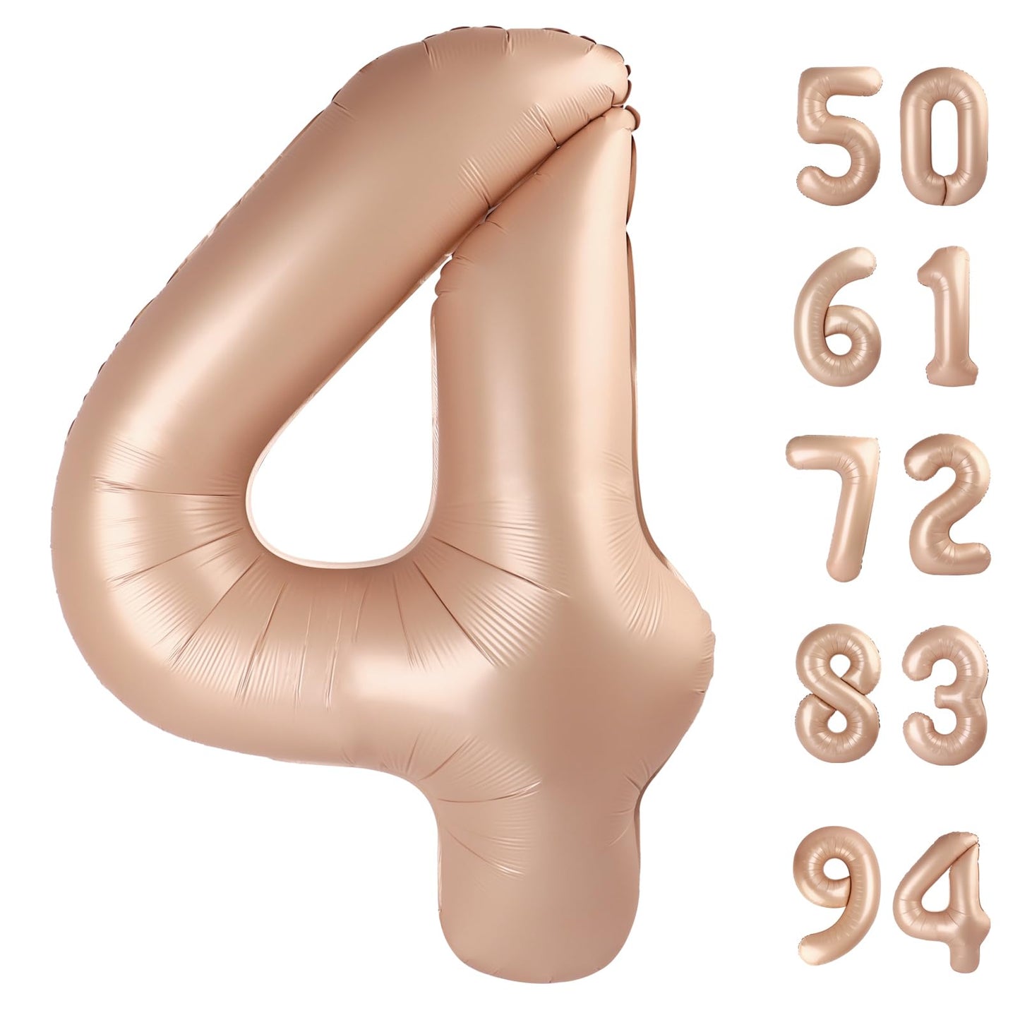 Light Brown 4 Balloon, Tan Number Balloons 40 Inch, 4Th Beige Party Decorations, Sandy Brown Four Large Numbers For Party Decor,