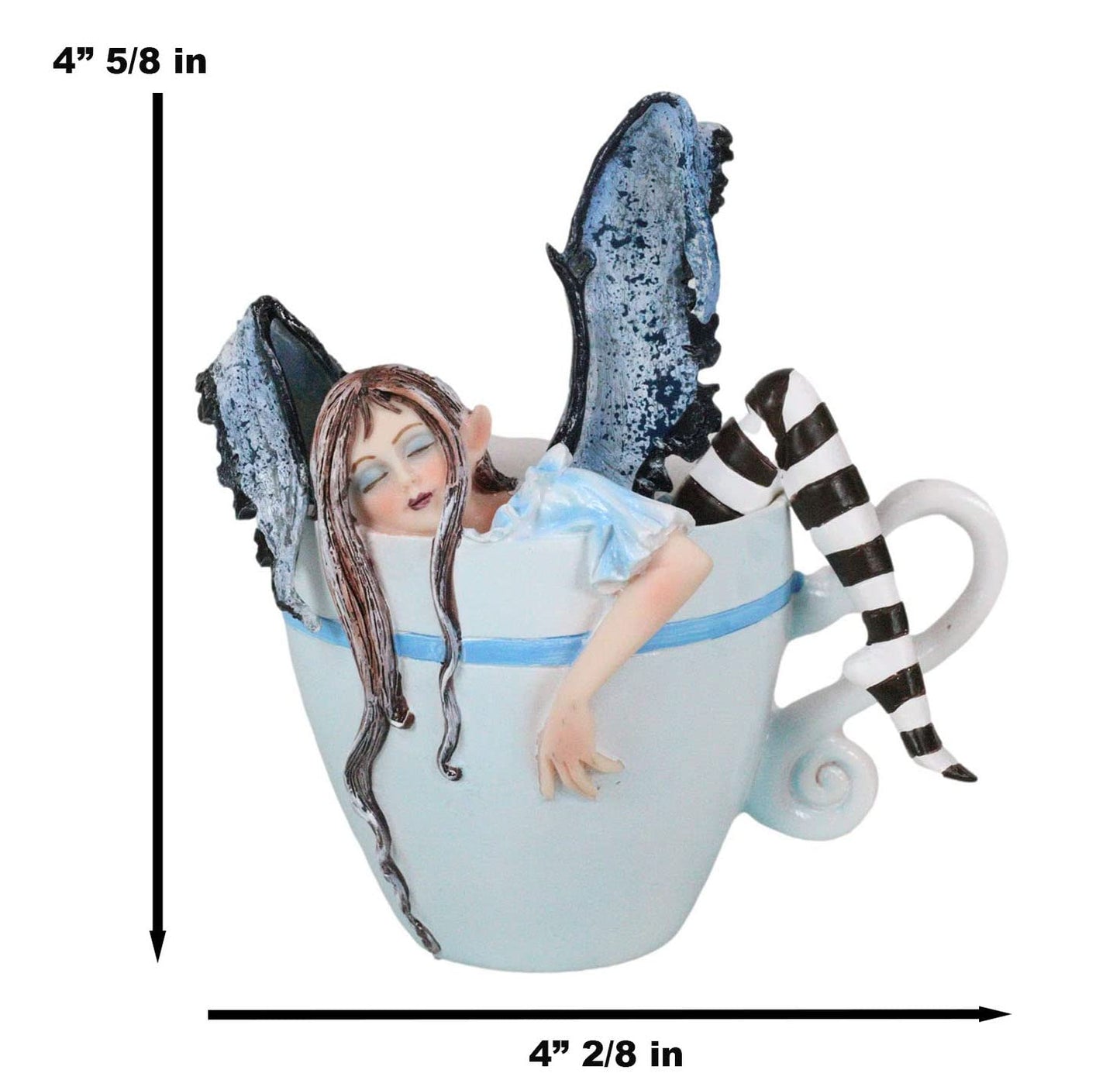 Ebros Gift Amy Brown Teacup Latte Coffee Drunk Fairy Figurine Fantasy Mythical Faery Magic Watercolor Collectible Decor Statue G