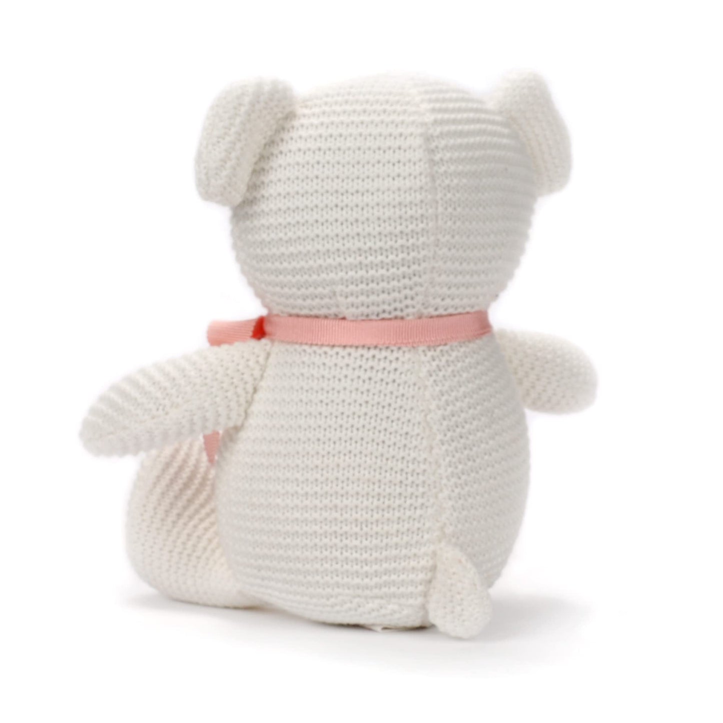 FLUFFYFUN 100% Organic Cotton Baby Stuffed Animals White Teddy Bear for Newborn 6.5