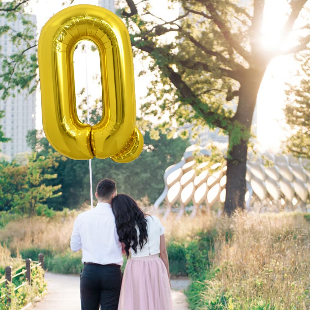 Toniful 40 Inch Large Gold Letter Q Balloons Helium Balloons,Foil Mylar Big Balloons For Birthday Party Anniversary Supplies Dec