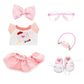 Clothes for 17cm Dolls Pink Cute Style 6 Piece Set Including a Bow  Shirt  Skirt  Glasses  Shoes and Piglet Bag  Fashion Dolls Outfit with enhanced Dolls Accessories for Play & Display - No Doll