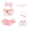 Clothes for 17cm Dolls Pink Cute Style 6 Piece Set Including a Bow  Shirt  Skirt  Glasses  Shoes and Piglet Bag  Fashion Dolls Outfit with enhanced Dolls Accessories for Play & Display - No Doll