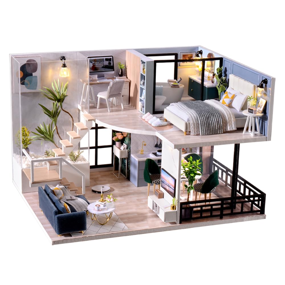 RHZN Miniature House Kit  Dollhouse Kit  Miniature Kit  DIY Mini House Building Kit for mature-themed Teen