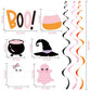 20Pcs Halloween Party Hanging Swirl,Cute Pink Ghost Sugar Bat Boo Ceiling Hanging Streamers for Halloween Baby Shower,Kids Hallo