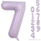 40 Inch Balloon Number 7 Pastel Purple, Large Mylar Foil Light Purple Number Seven Balloons Set For Girls Women, Dusty Lilac Glo