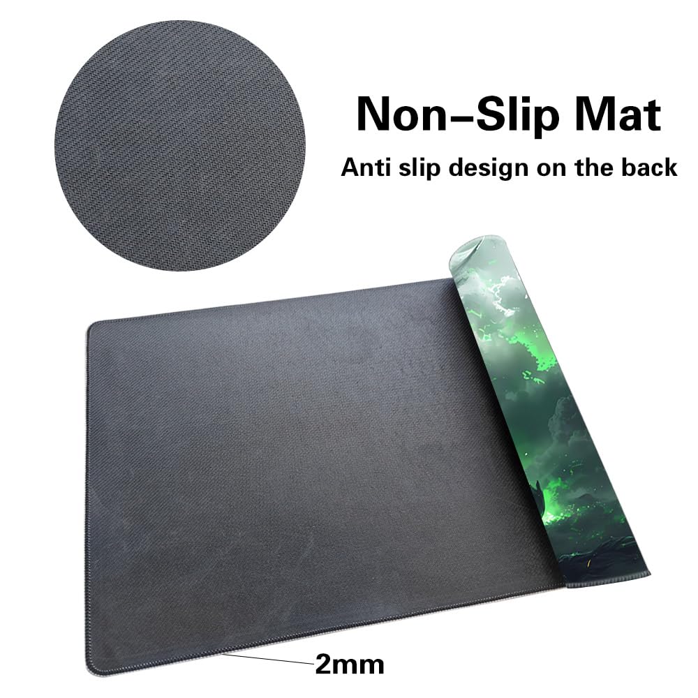 SIXTORE enhanced Board Game 24x14in TCG Playmat Compatible for OCG CCG RPG MTG Play Mats Mousepad Desk Mat (040322-Green Dragon)