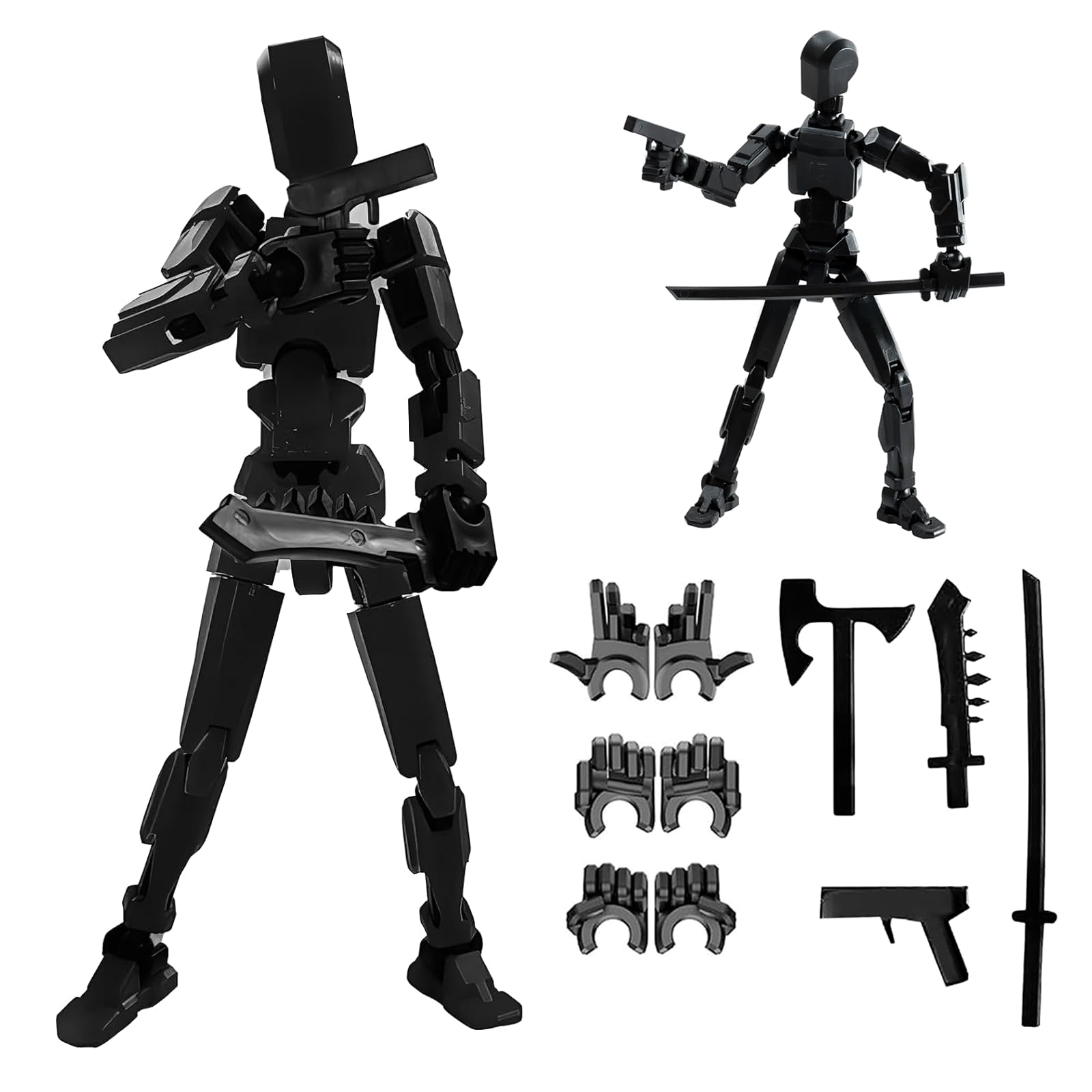 Feetcant Titan 13 Action Figure 2024 New Lucky Robot 13 Action Figures 3D Printed Action Figures for Boys Dummy Robot 13 Action Toy Movable Joints Action Figure (Black-1pc)