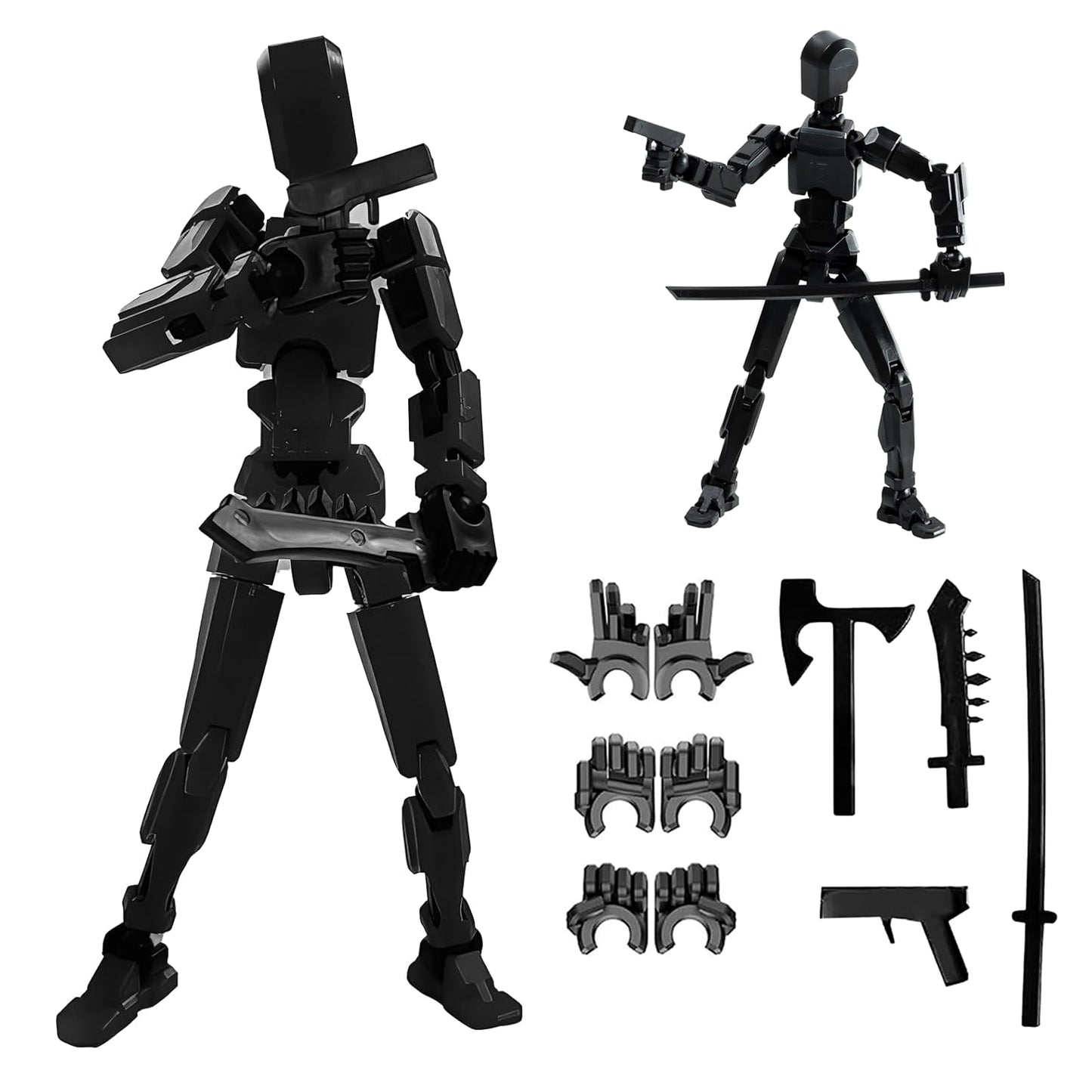 DANONI Titan 13 Action Figure  Lucky Robot 13 Action Figures  3D Printed Analog Robot Titan 13 Figure  Stop Action Animation Multi-Articulated Action Figure(Black)