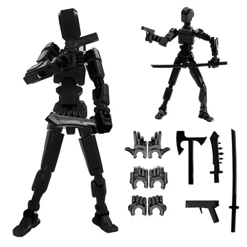 DANONI Titan 13 Action Figure  Lucky Robot 13 Action Figures  3D Printed Analog Robot Titan 13 Figure  Stop Action Animation Multi-Articulated Action Figure(Black)