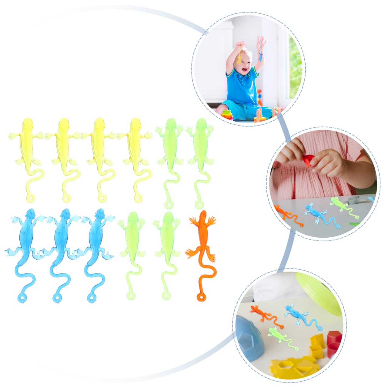 STOBOK Sticky Lizard, 12pcs Funny Sticky Toys Lizard Toy Sticky Hands Lizard Gecko Figures Toys Stretchy Sticky Lizards Toys for